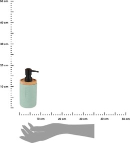 Dávkovač mydla Loudis, mätová/s drevenými a čiernymi prvkami, 280 ml