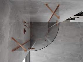 Mexen Mist, polkruhový výklopný sprchový kút 100 x 100 cm, číre sklo, medený matný profil, 8A33-100-100-65-00