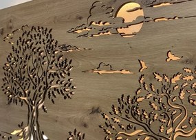 Led obraz strom Tri duby na batériu