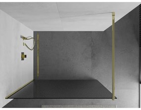 Mexen Kioto, sprchová zástena 90 x 200 cm, 8mm sklo s rebrovým vzorom, zlatý profil, 800-090-101-50-09