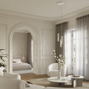 Závesné svietidlo Lami, 1x biele kovové tienidlo