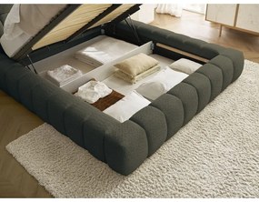 Zelená čalúnená dvojlôžková posteľ s úložným priestorom s roštom 160x200 cm Mont Blanc – Bobochic Paris