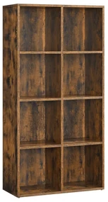 Knižnica, 8 políc, 129,5x65,5x30cm, vintage hnedá