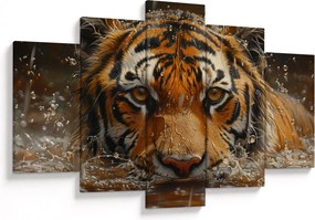 Obraz - Portrét tigra vo vode (150x105 cm)