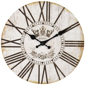 Vintage nástenné hodiny s rímskymi číslicami Paris - Ø 30 * 3 cm / 1 * AA