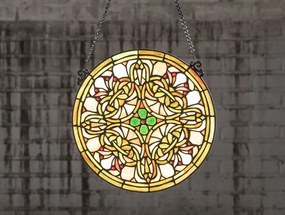 Sklenený okrúhly závesný Tiffany panel - Ø 30*1 cm