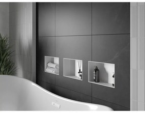 Mexen X-Wall-NR, polička na zapustenie pod obklad bez goliera 30 x 20 cm, biela, 1921302010