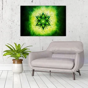 Obraz - Kvetinová mandala v zelenom pozadí (90x60 cm)