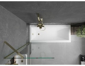 Mexen Next, vaňová  zástena 1-krídlová 70 x 150 cm, fixné krídlo, 6 mm číre sklo, zlatý profil, 895-070-000-00-00-50