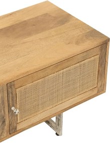 Drevený TV stolík z mangového dreva s výpletom Ginna - 120*43*49 cm