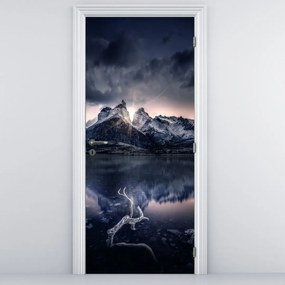 Fototapeta na dvere - Jazero s horou (95x205cm)
