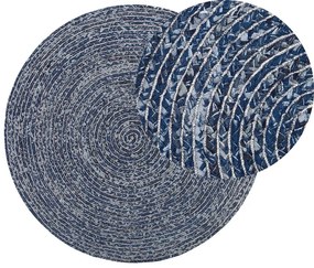 Okrúhly denimový koberec ⌀ 140 cm tmavomodrý BULUCA Beliani