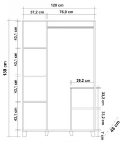 Šatníková skriňa Hedera II 120 cm borovica atlantická