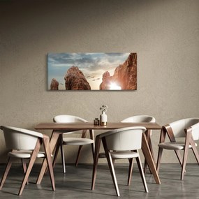 Obraz - Západ slnka nad útesmi (120x50 cm)