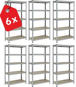 Regál 183x40x40 cm pozinkovaný 5-policový, nosnosť 1000 kg, RIVET - 6ks