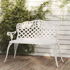 vidaXL Záhradná lavička 108 cm odlievaný hliník biela