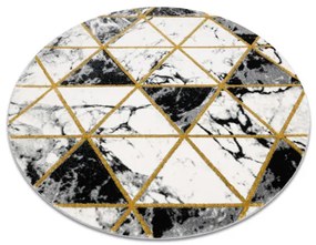Koberec okrúhly EMERALD exkluzívne 1020 glamour, štýlový mramor, trojuholníky čierna / zlato Veľkosť: kruh 160 cm