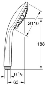 GROHE 27221000 - Ručná sprcha TEMPESTA COSMOPOLITAN 100, 3 režimy prúdu, lesklý chróm