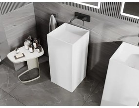 Mexen Xola-1, voľnestojace umývadlo z konglomerátu 40x40x85 cm, biela matná, 26594000