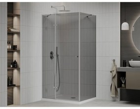 Mexen Roma, sprchový kút s krídlovými dverami 110 (dvere) x 70 (stena) cm, 6mm šedé sklo, chrómový profil + slim sprchová vanička biela + chrómový sifón, 854-110-070-01-40-4010