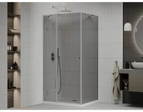 Mexen Roma, sprchový kút s krídlovými dverami 110 (dvere) x 70 (stena) cm, 6mm šedé sklo, chrómový profil + slim sprchová vanička biela + chrómový sifón, 854-110-070-01-40-4010