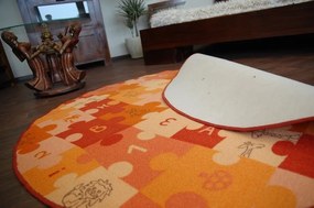 Detský guľatý koberec PUZZLE oranžový