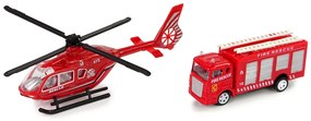 Lean Toys Súprava hasičských vozidiel – auto a helikoptéra