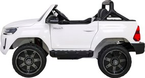 Ramiz Toyota Hilux na batérie pre deti Biely pickup + pohon 4x4 + diaľkové ovládanie + 2 nosiče batožiny