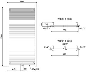 Mexen Mars, elektrické vykurovacie teleso 1200 x 600 mm, 600 W, zlatá lesklá, W110-1200-600-2600-50