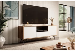 TV skrinka/stolík Polynesia  (dub wotan + biela). Akcia -20%. Vlastná spoľahlivá doprava až k Vám domov. 1098737
