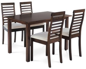 Jedálenský set z masívneho dreva so 4 stoličkami,120 x 75 x 75 cm, orech
