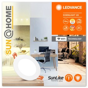 LEDVANCE Vstavané LED osvetlenie SUN@HOME, 120mm, 8W, 700lm, IP20, biela