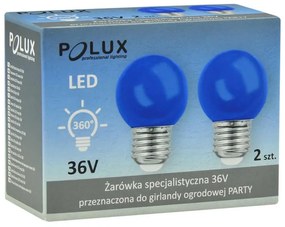 2PAK žiarovka G45 BLUE pre párty girlandu 36V GOLDLUX (Polux)