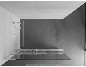 Mexen Kioto+ L, sprchová zástena Walk-In s poličkou a vešiakom 70 x 200 cm, 8mm číre sklo biely vzor, biely profil, 800-070-123-20-85