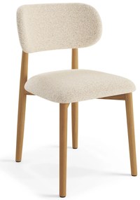 ALDO Krémová (látka Monza 90) / lakovaný dubový rám – DREVENÁ BOUCLÉ STOLIČKA DO OBÝVAČKY, JEDÁLNE A KUCHYNE V RETRO ŠTÝLE