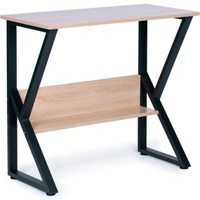 ModernHome Počítačový stôl s policou - hnedý