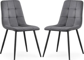 Sada dvoch jedálenských stoličiek NERO zamatové, grafitové / čierne nohy (2 ks)