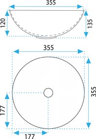 Rea Stella, umývadlo na dosku 355x355x135 mm, imitácia kameňa-Aiax Shiny, REA-U9088