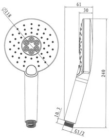 Mereo, Ručná sprcha trojpolohová O 12 cm, MER-CB565G