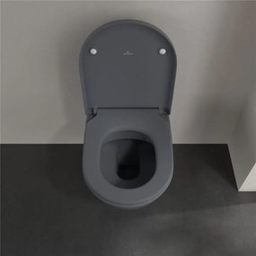 VILLEROY &amp; BOCH Subway 2.0 závesné WC s hlbokým splachovaním bez vnútorného okraja, 370 x 560 mm, Graphite, s povrchom CeramicPlus, 5614R0i4