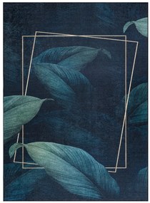 Dywany Łuszczów, Kusový koberec ANDRE Leaves 1170, 80x150, modrá, chodba / predsieň