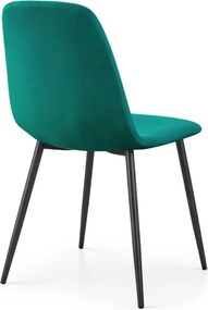 Sada štyroch jedálenských stoličiek LUMO zamatové, fľaškovo zelené / čierne nohy (4 ks)