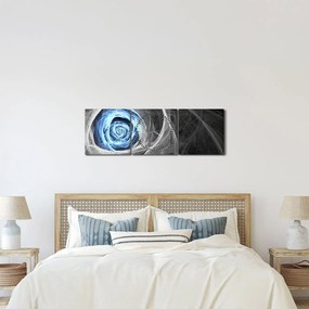 Obraz - Abstraktné ruže modrá (s hodinami) (90x30 cm)