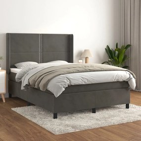 Posteľný rám boxspring s matracom tmavosivý 140x190 cm zamat 3132616