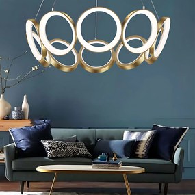 Toolight Toolight, LED závesné svietidlo 80cm, 70W, 4000K, 3269lm, APP1800-CP, zlatá matná, OSW-09667