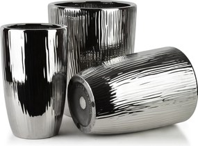 Sada 3 ks keramických květináčů NEVA SILVER XII stříbrná