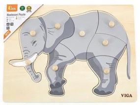 Viga Detské drevené puzzle s úchytmi Montessori Viga Slon