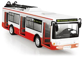 Trolejbus, ktorý hlási zastávky česky, 28 cm