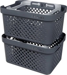 SISTEMA Multifunkčný košík s uchami, stohovateľný, antracit 41 x 29 x 19 (18,5l)