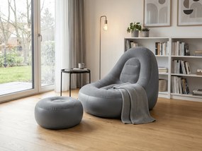 Nafukovacie kreslo s taburetom RESTIO 86x88 cm, sivé